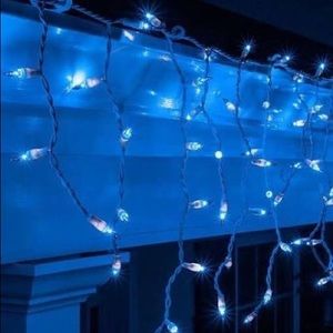 Icicle lights frosted blue